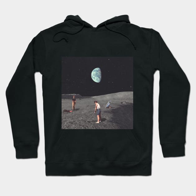 Golf on the moon Hoodie by YellowCollages